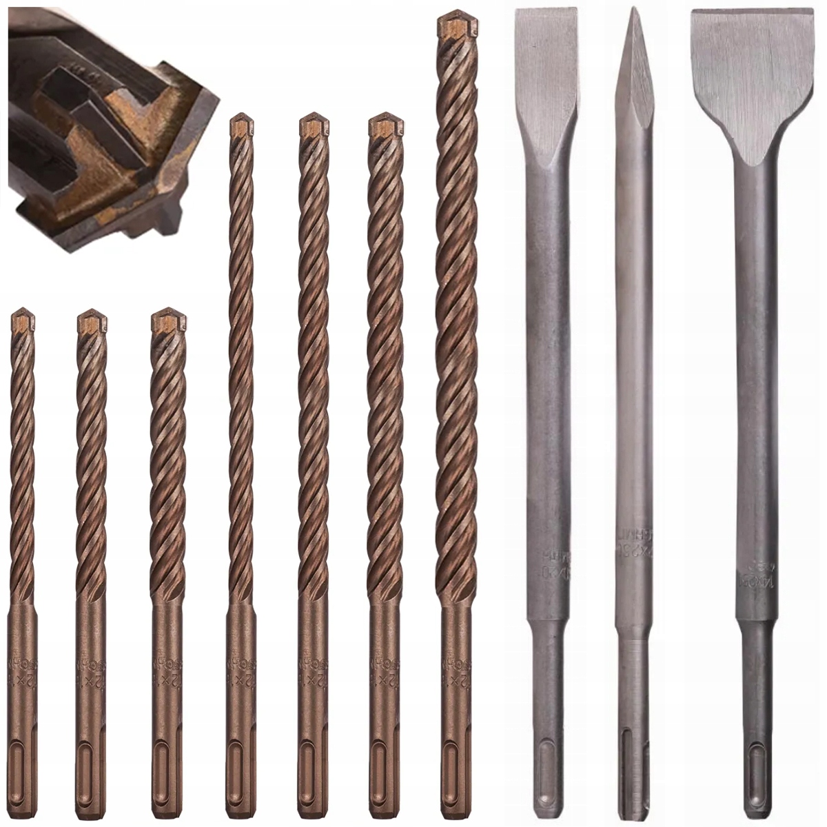 Zestaw wierteł i dłut do betonu Sds+ Plus MesserSchmith 6-12mm 10 szt