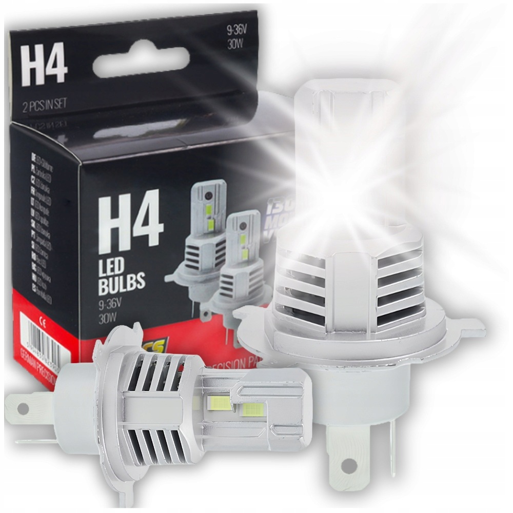 Żarówki Samochodowe Led H4 9-36V 6500K Białe Canbus 2x30W +130% Mocy 2szt.