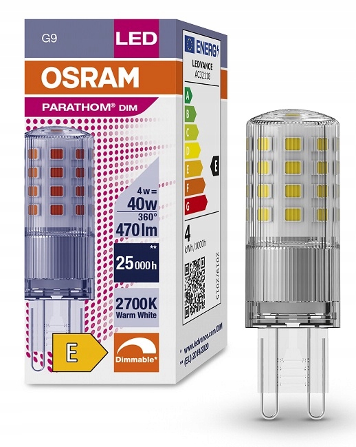 

Osram Led kapsułka Pin 4W 2700K 230V G9 DIM