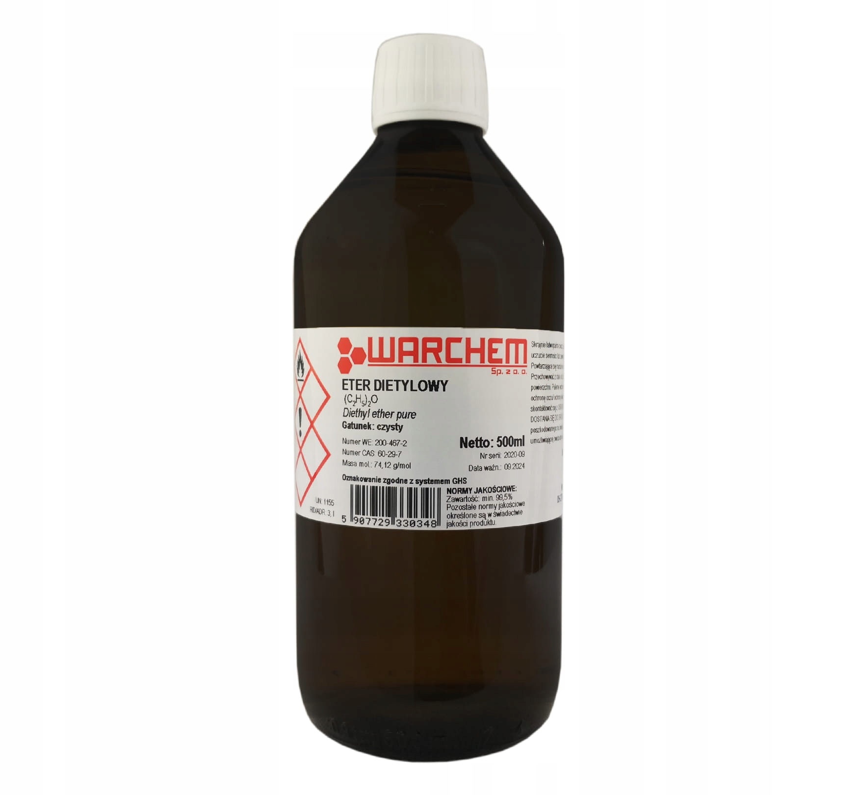 

Eter Dietylowy czysty min. 99,5% 500ml Warchem