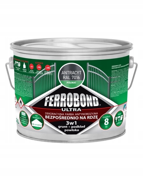 Farba olejno-ftalowa antykorozyjna Ferrobond 2,5 l Antracyt połmat