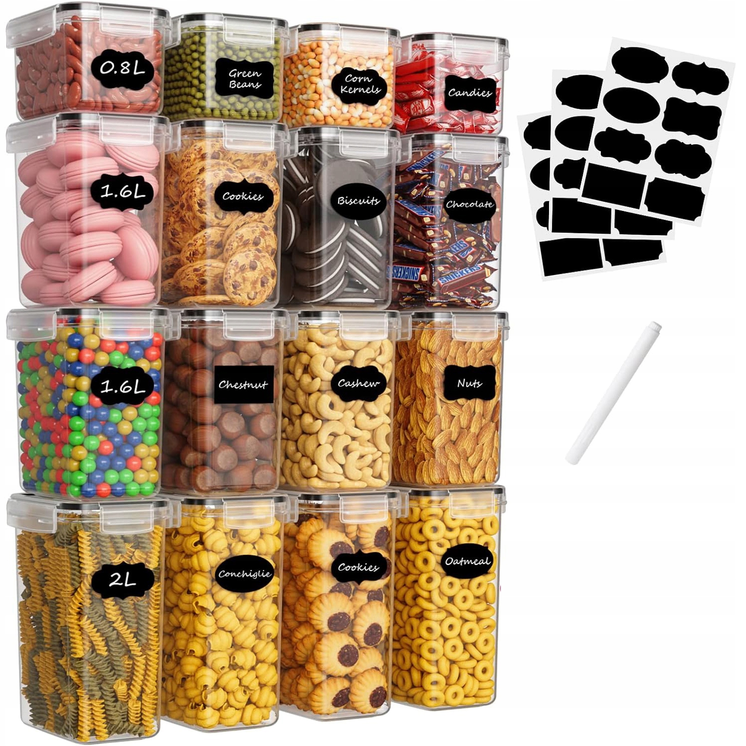 Hermetické Dózy Na Potraviny Pro Skladování Vzduchotěsné Boxy 16 Ks