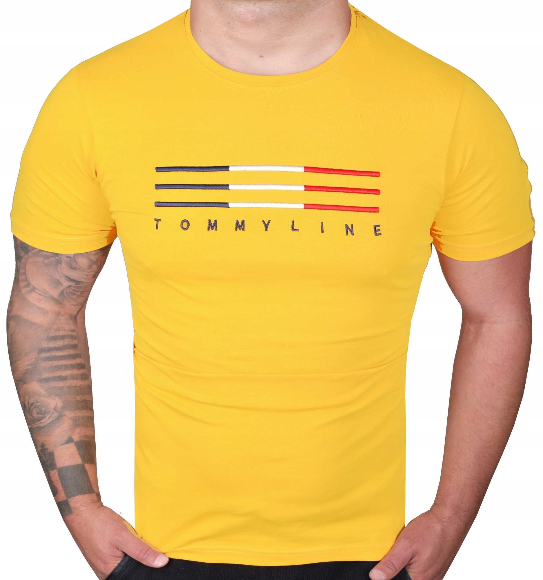 

T-shirt Męski Koszulka Elastan Ze Znaczkiem Jakość