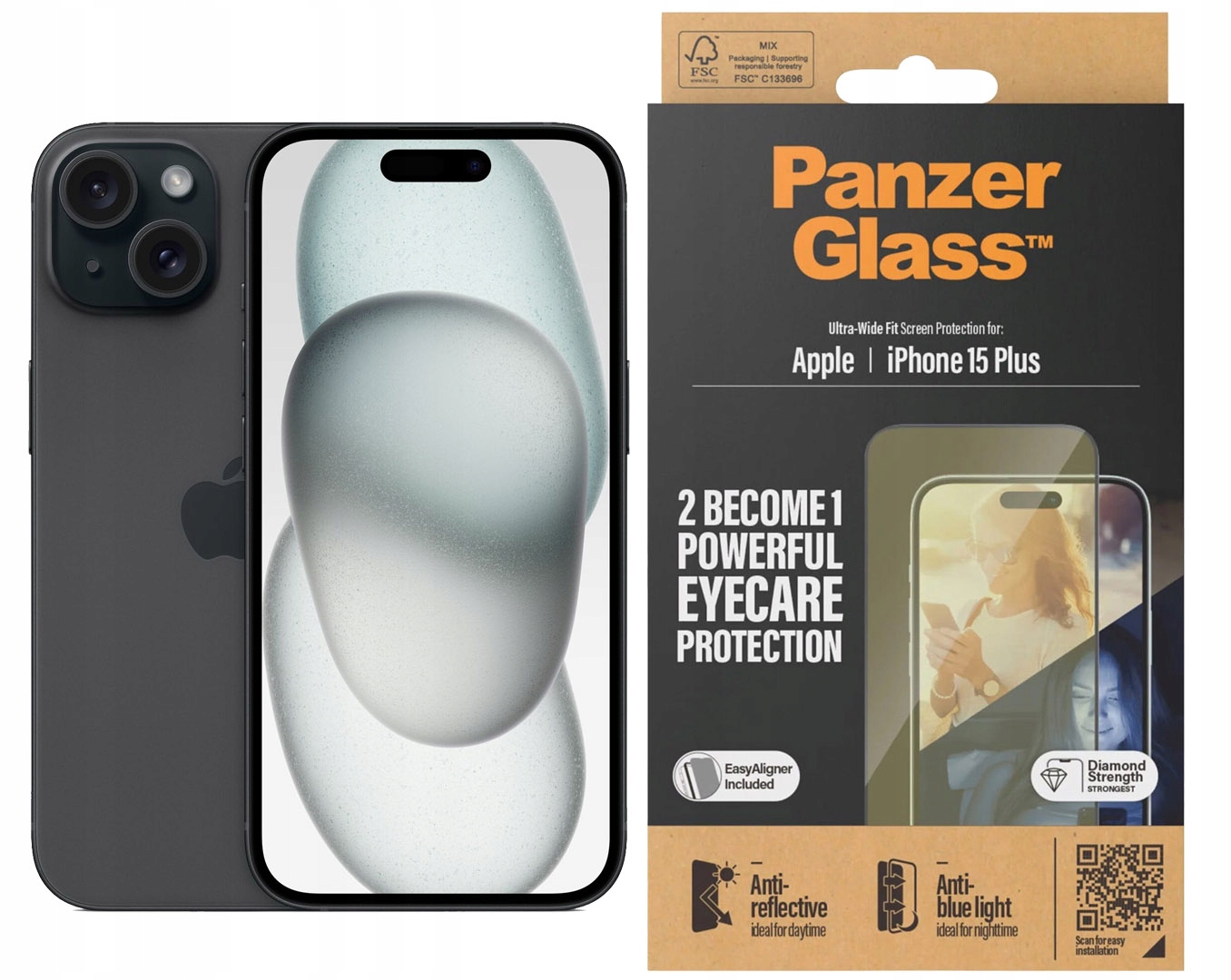 Panzerglass Tvrzené Sklo Ultra-Wide Fit EyeCare pro iPhone 15 Plus 6,7"