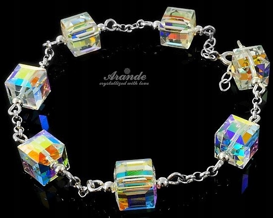 Krystaly Náramek Stříbro Crystal Aurora Cube