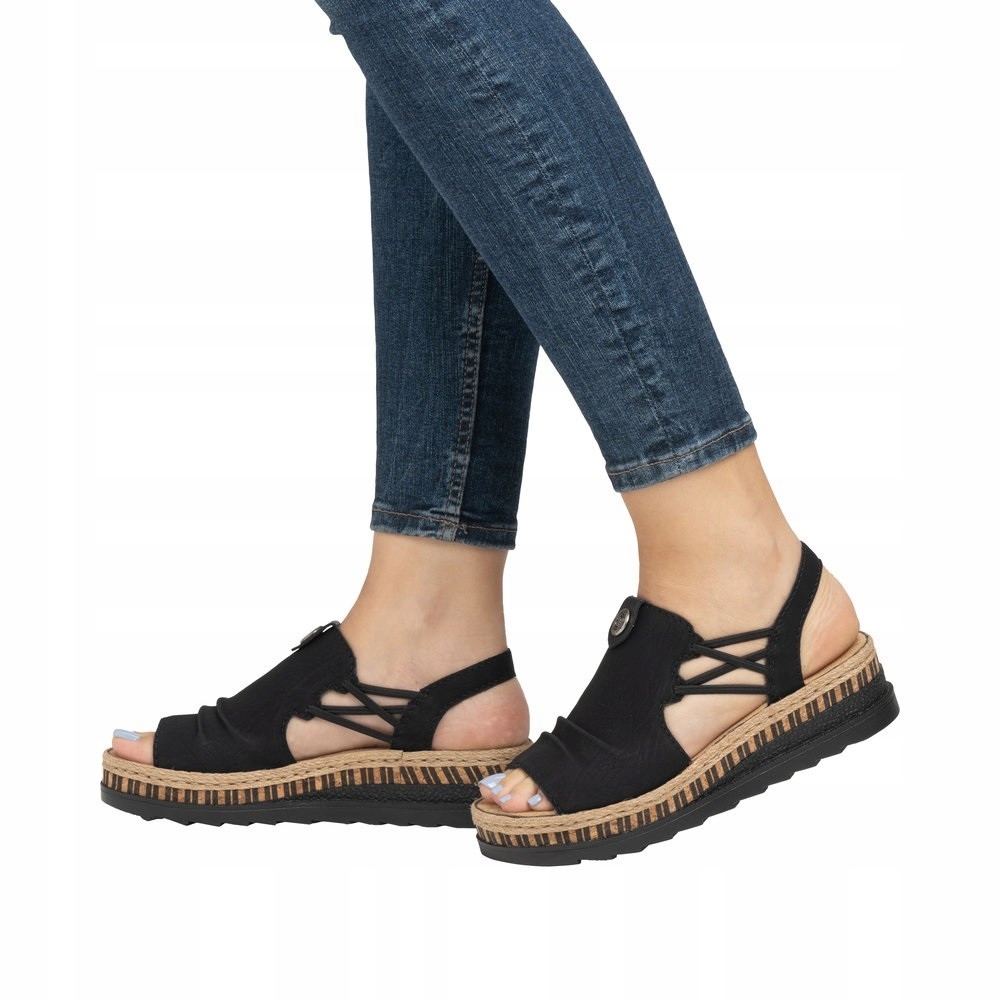 Rieker V7972-00 černé dámské nazouvací sandály pohodlné, vel