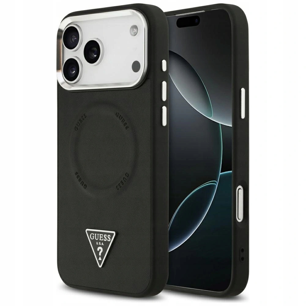 Pouzdro Guess Triangle Logo MagSafe pro Apple iPhone 17 Pro, černé