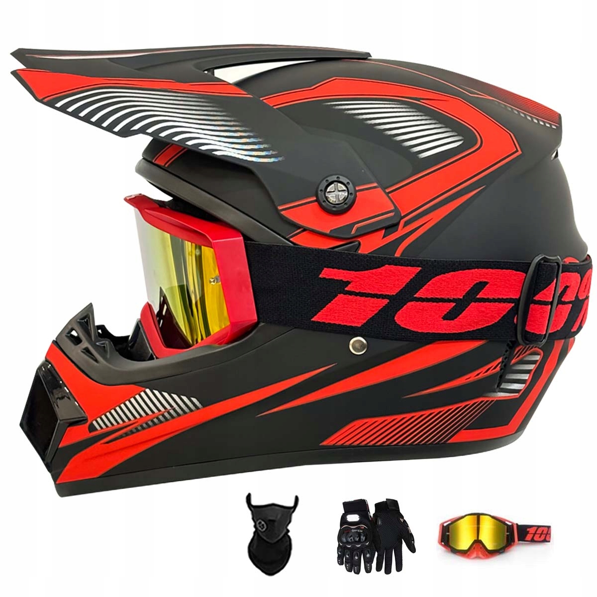 Motocyklová Přilba Lehká Enduro Quada Brýle Rukavice Maska S