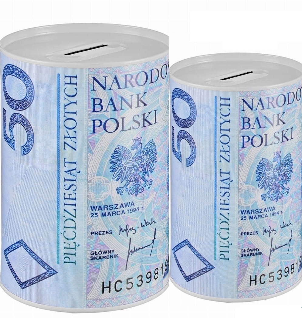 

Skarbonka Puszka Banknoty Pieniądze 50ZŁ