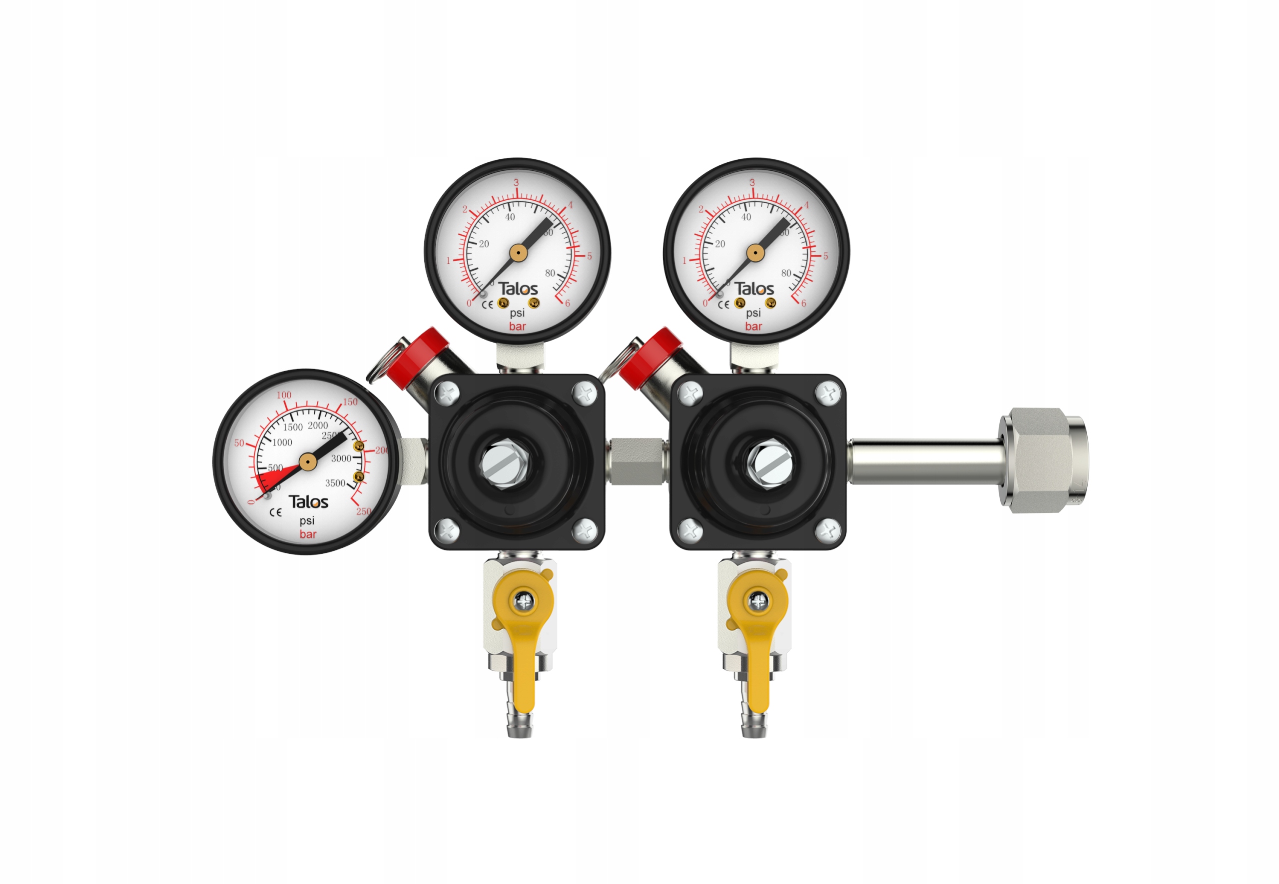 REDUKTOR CO2 do piwa PODWÓJNY 3-zegarowy 2 obiegi