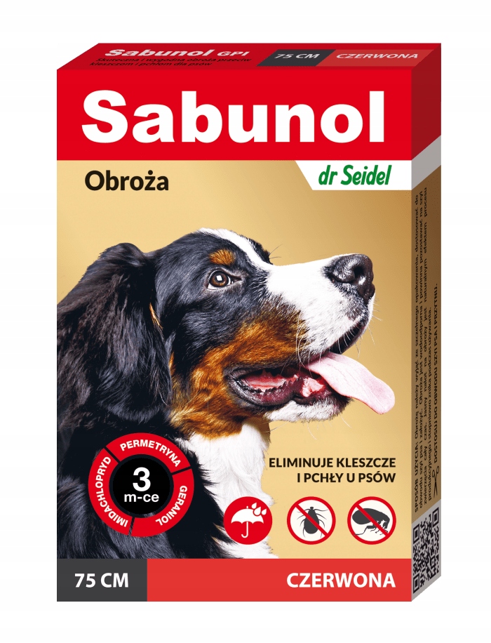 

Sabunol - czerwona obroża p.pchłom i kleszczo 75cm