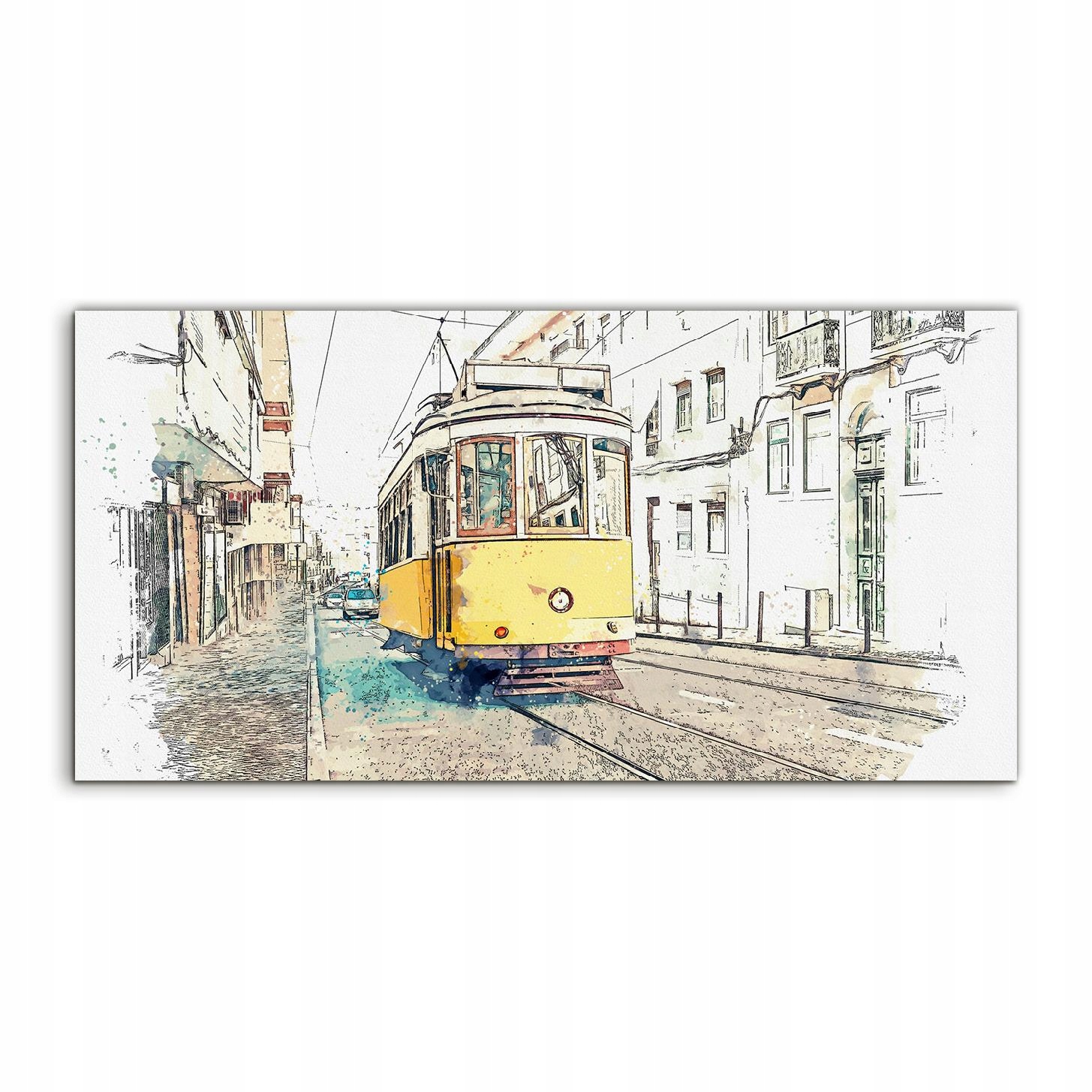 

Obraz akryl 140x70 wiszący Tramwaj Miasto Akwarele