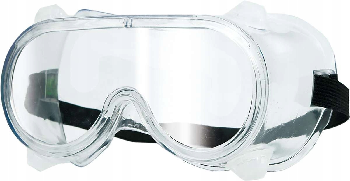 GOGLE OKULARY OCHRONNE BHP Z WYWIETRZNIKAMI, GUMKĄ