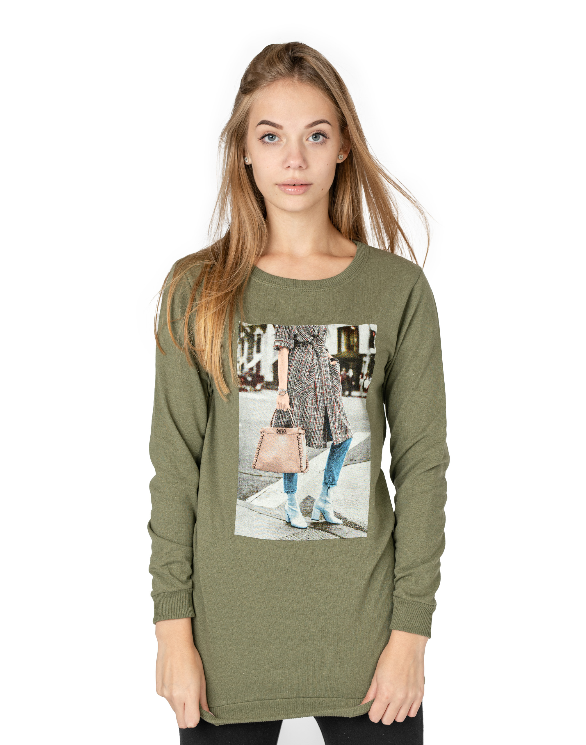 

Długa Bluza Tunika Damska Bawełniana 249-07 r L