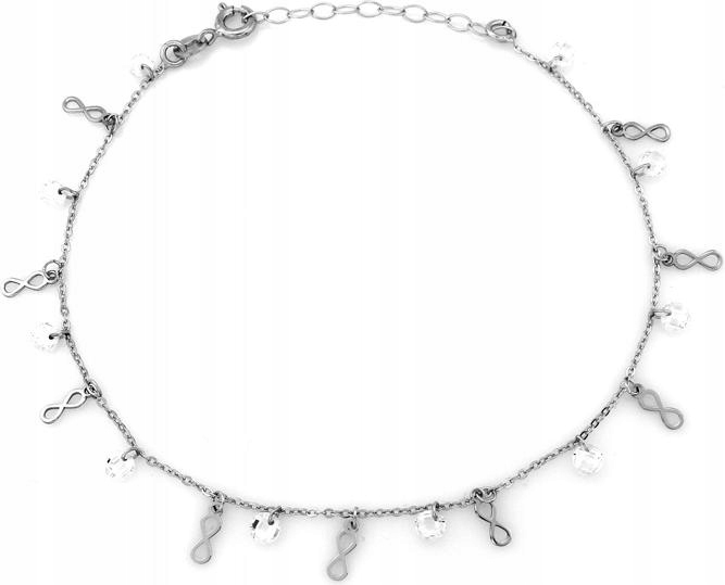 Stříbrný náramek 925 s visícími nekonečny a zirkony r26