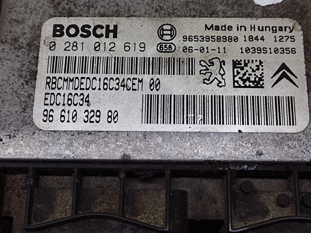 CITROEN BERLINGO 1.6 HDI control unit of the engine 0281012619