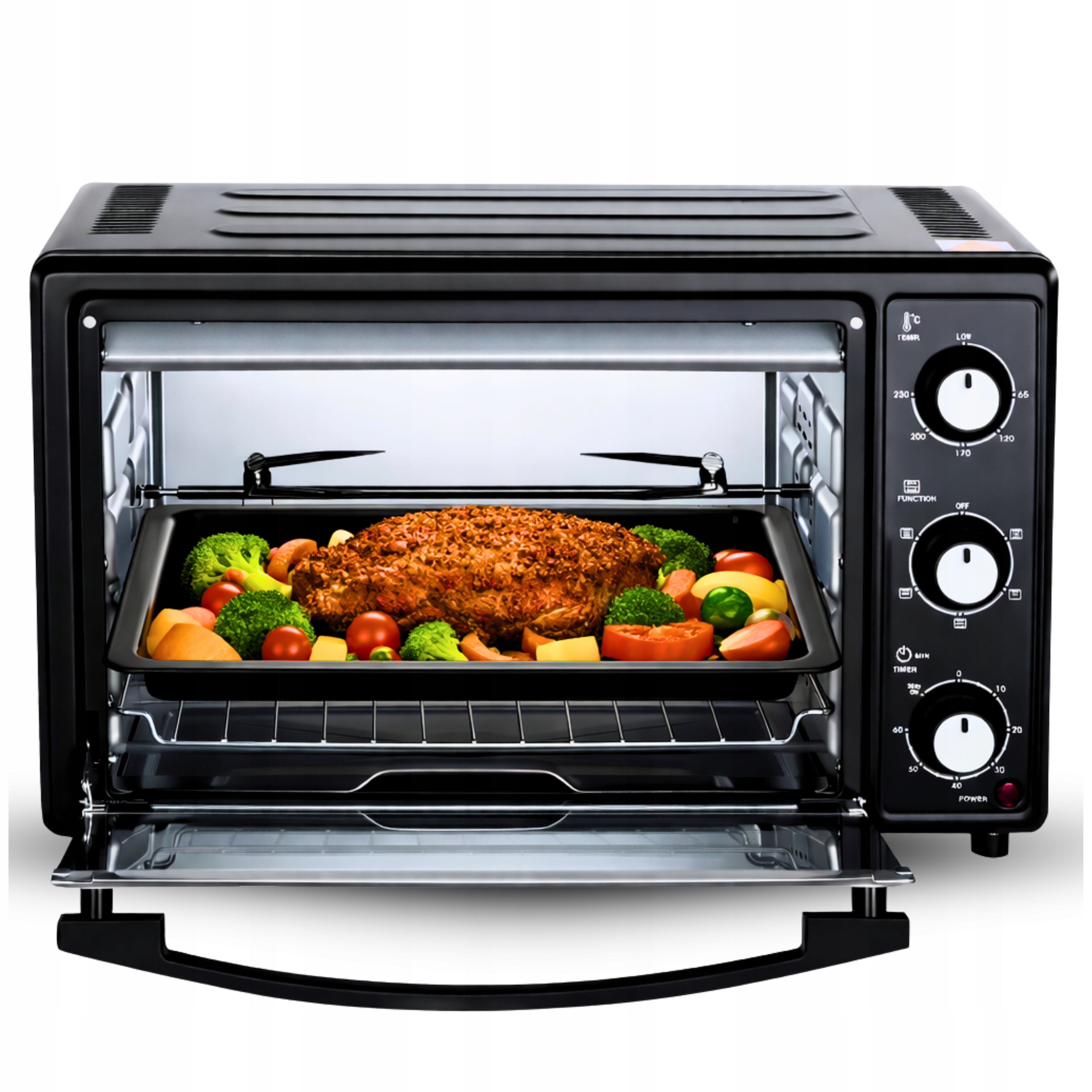 Piekarnik Elektryczny Mini Kuchenka Termoobieg Rożno Grill Wolnostojący 30L