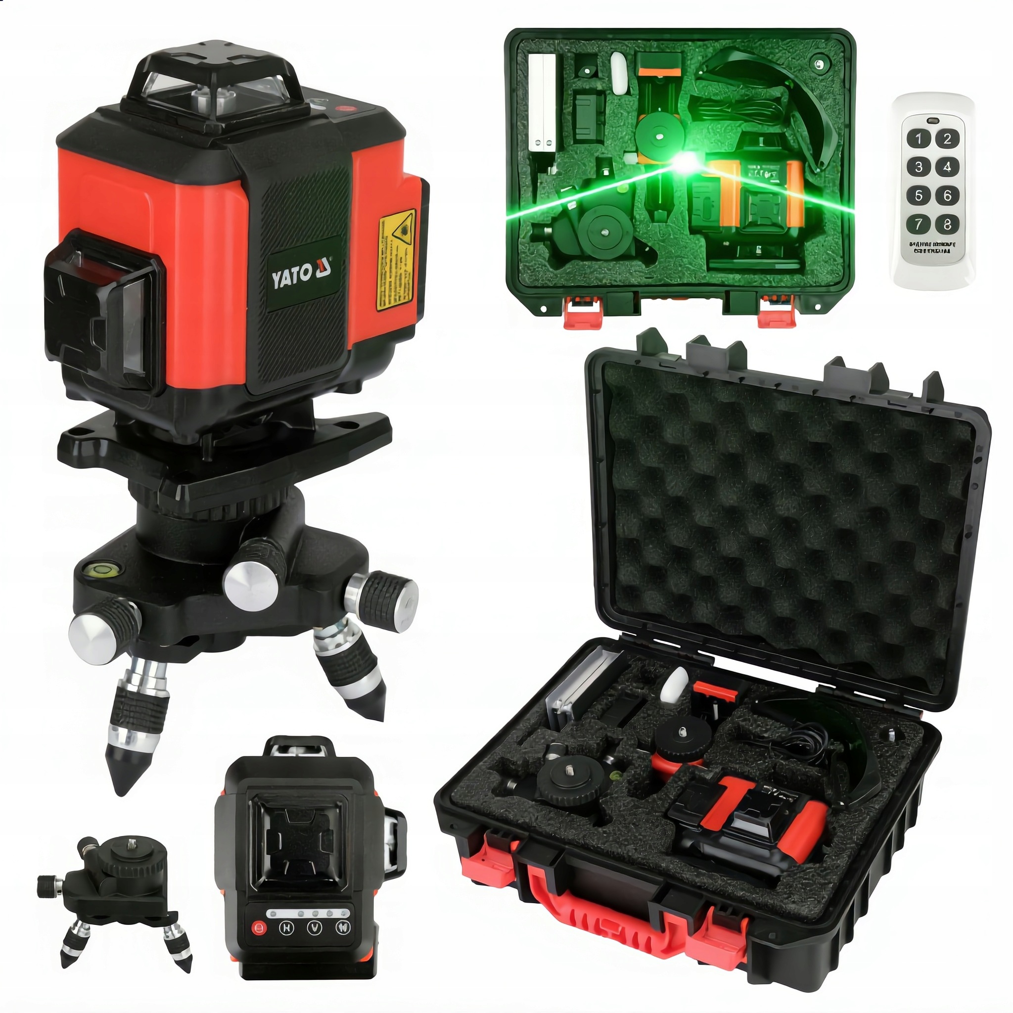 Laser krzyżowy 4D zielony 16 linii poziomica laserowa 360st Yato YT-30424