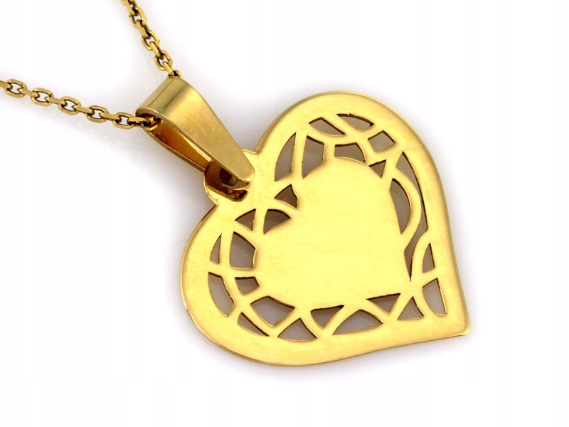 Zlatý přívěsek 585 hladké srdíčko s módním prolamovaným vzorem srdce 14 Kt