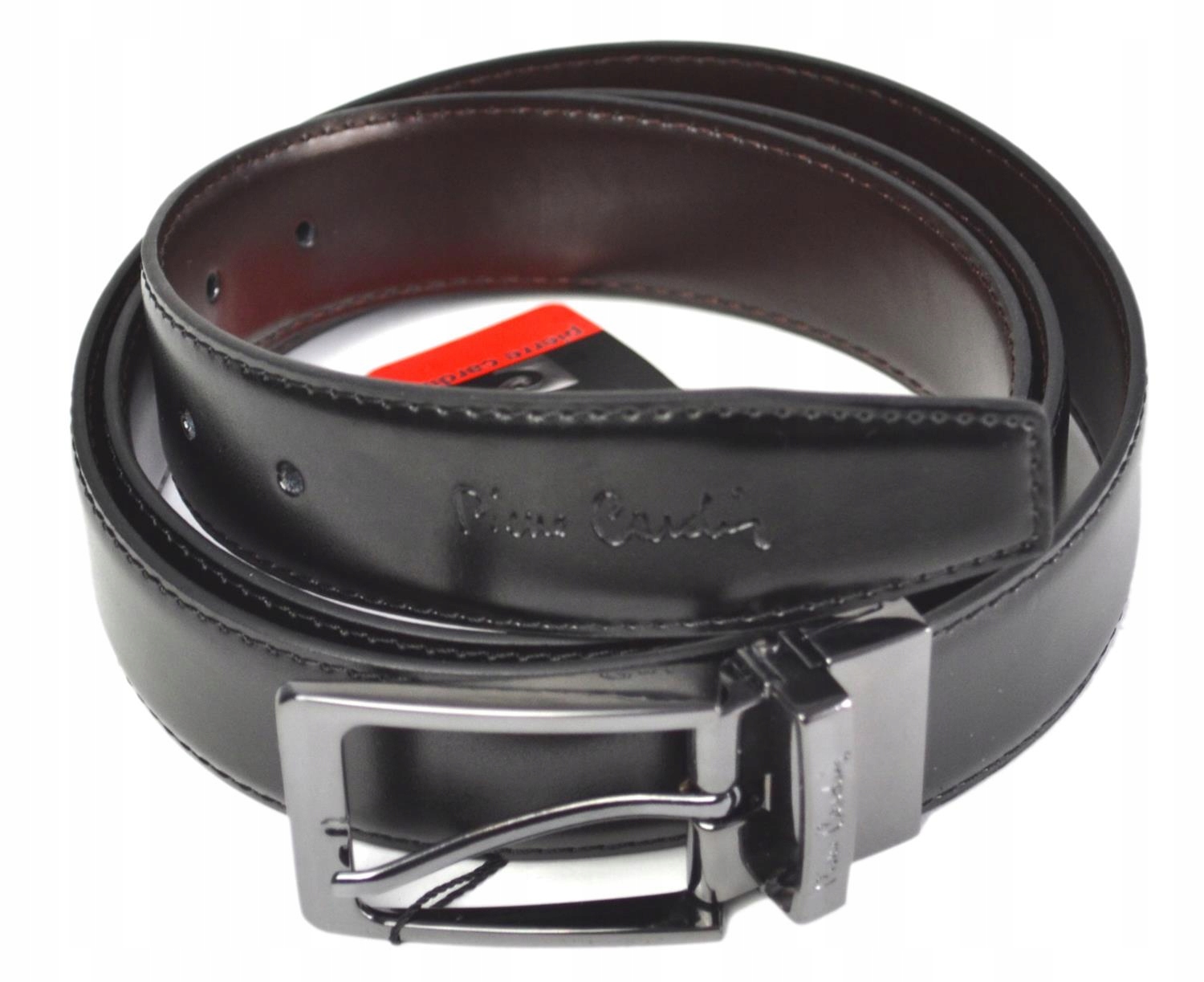 Zestaw Pierre Cardin Pasek + Portfel Czarny Skóra Naturalna ZG130 Maks. szerokość 3.5 cm