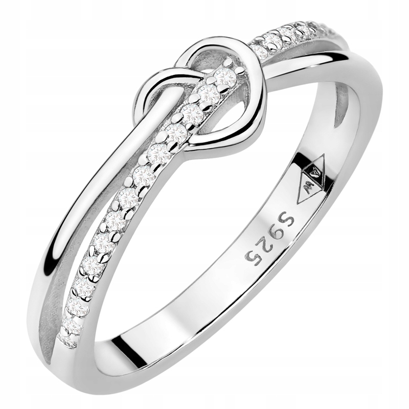 Stříbrný Prstýnek ryzost 925 Propletené srdce a Zirkony , vel. 18
