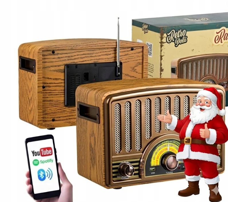 Radio sieciowo-bateryjne Am Fm Sw Retropolis Memphis Bluetooth microSD Usb