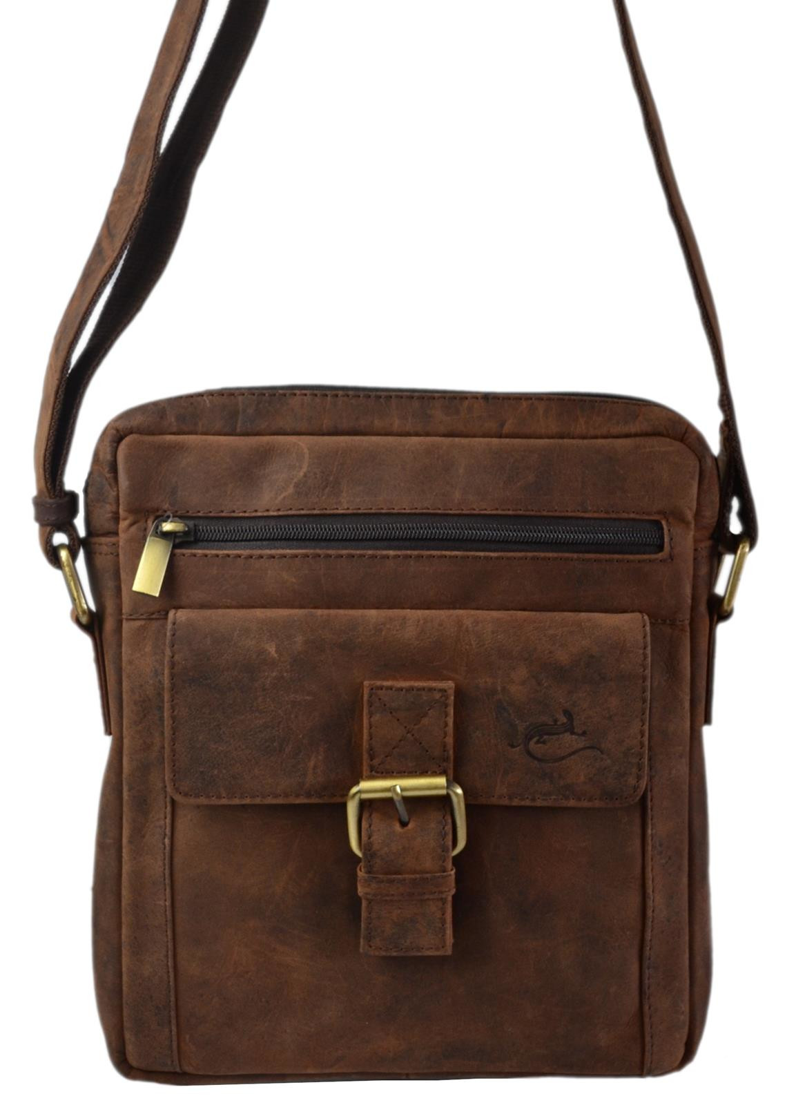 Saszetka Męska Na Ramię Brązowa Skóra Naturalna