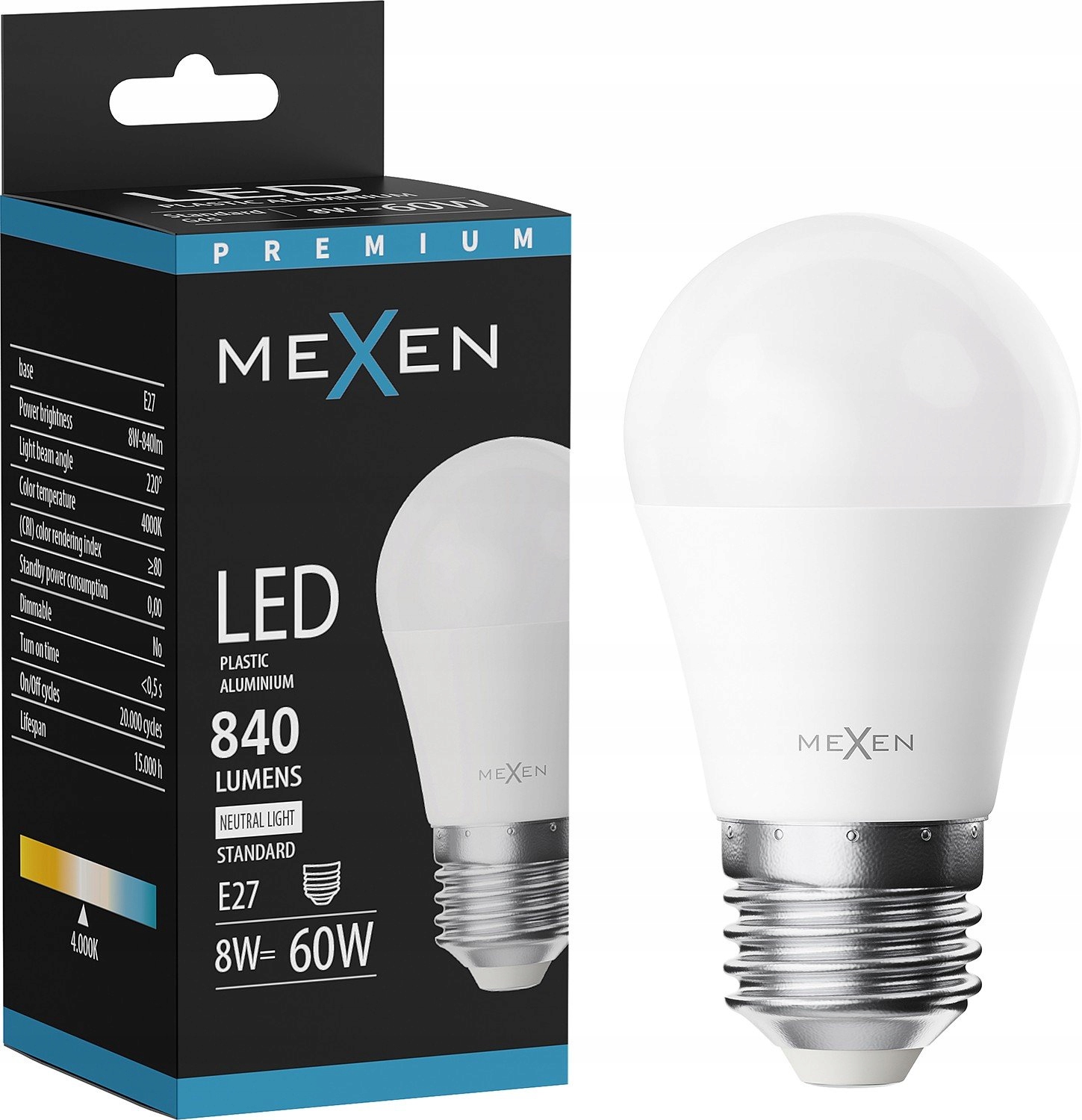 Mexen Nova Led Žárovka E27 G45 8W Neutrální Bílá 4000K 840 LM