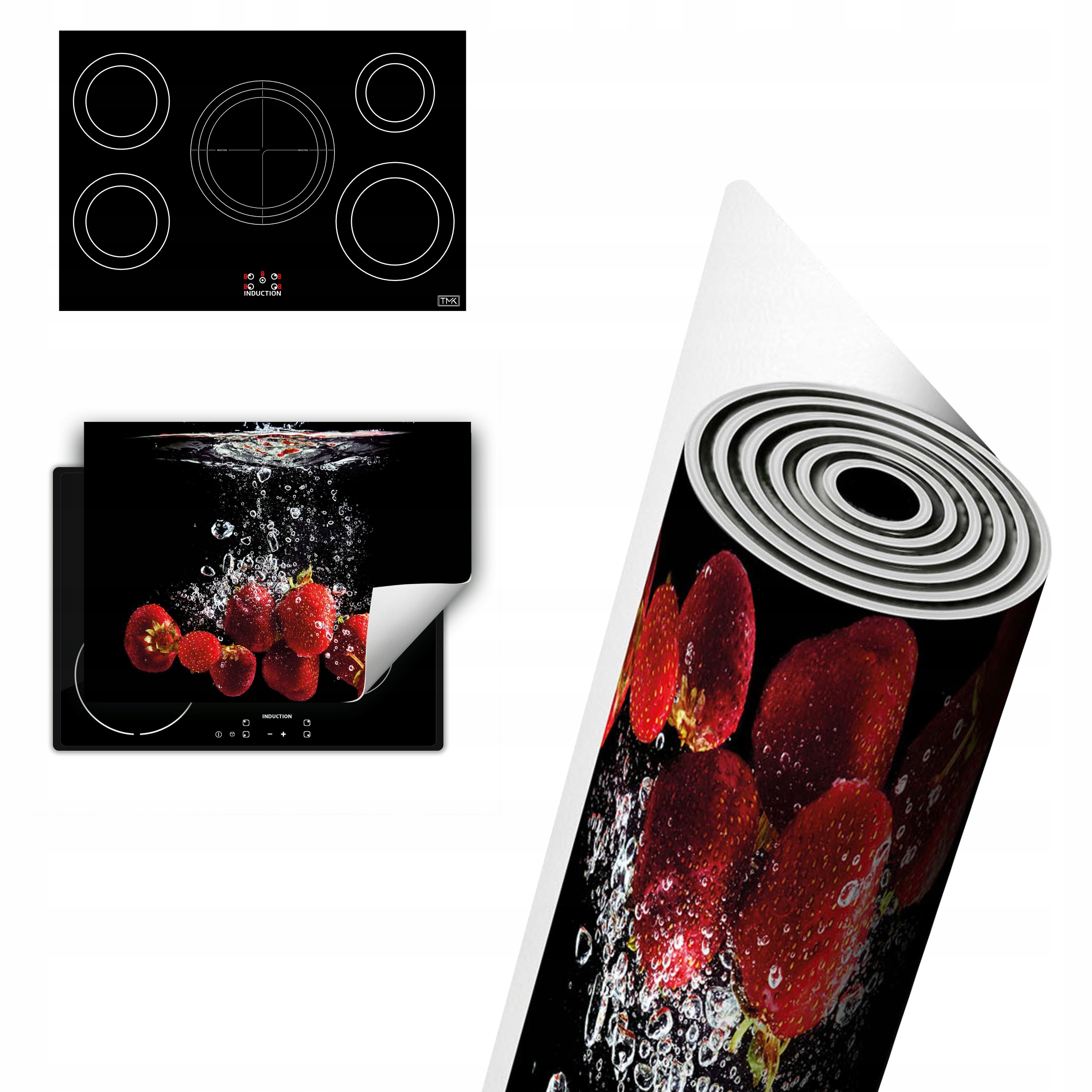 Vinylová Ochranná Deska Na Indukci 80x52 černá jahody