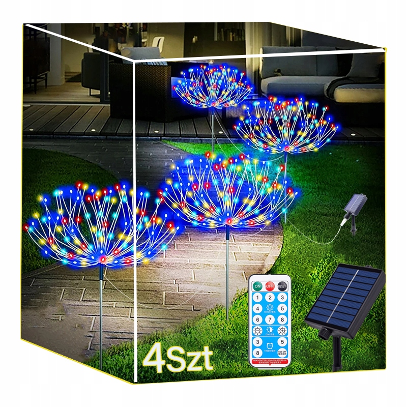 4Szt LAMPKI OGRODOWE SOLARNE DMUCHAWIEC DRZEWKO FAJERWERKI OZDOBA 480 LED