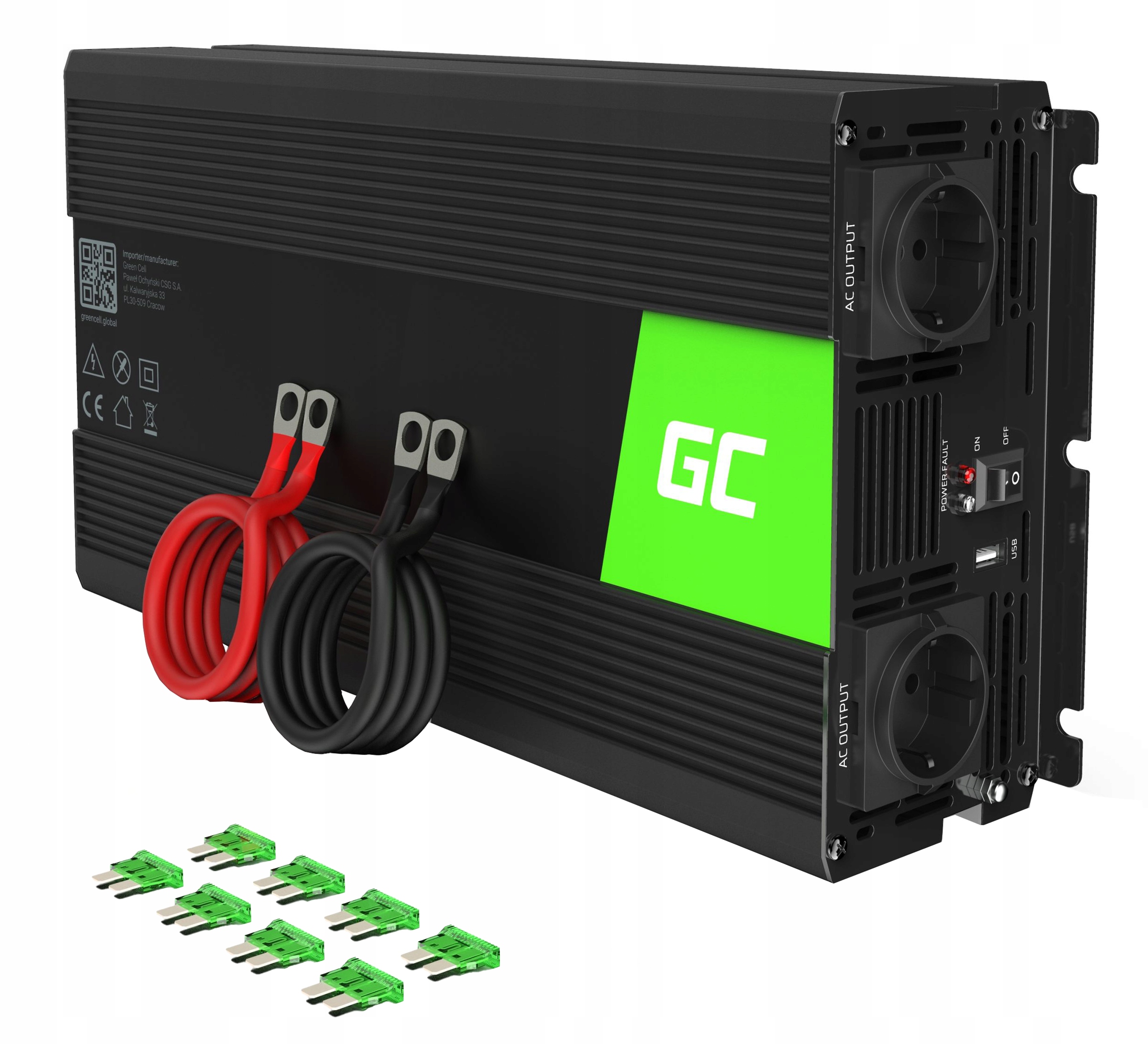 Przetwornica Samochodowa Pełny Sinus Green Cell 12V 3000/6000W Silnik Pompa