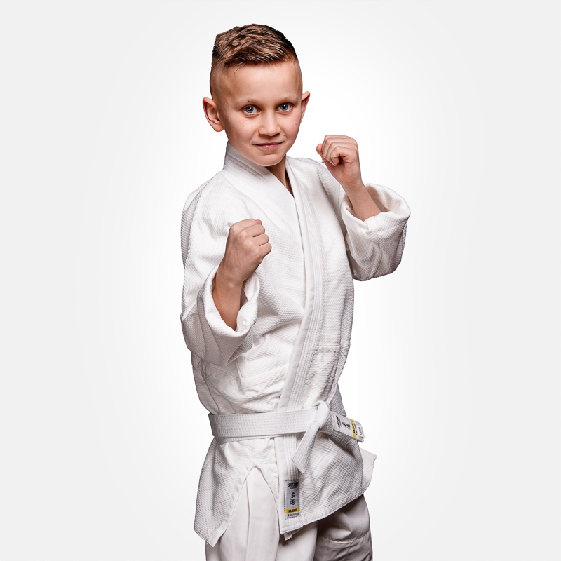 StormCloud Judoga kimono judo pro děti bílé s bílým pásem bonus 120 cm