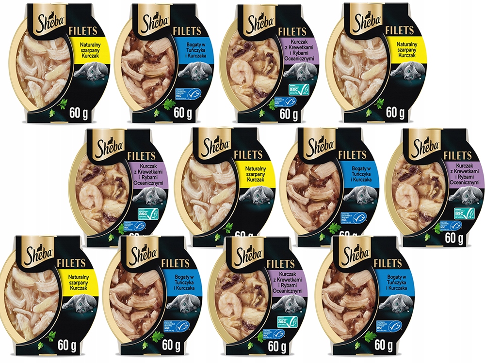Sheba Filets mokré krmivo pro kočky MIX Chutí 12 x 60 g