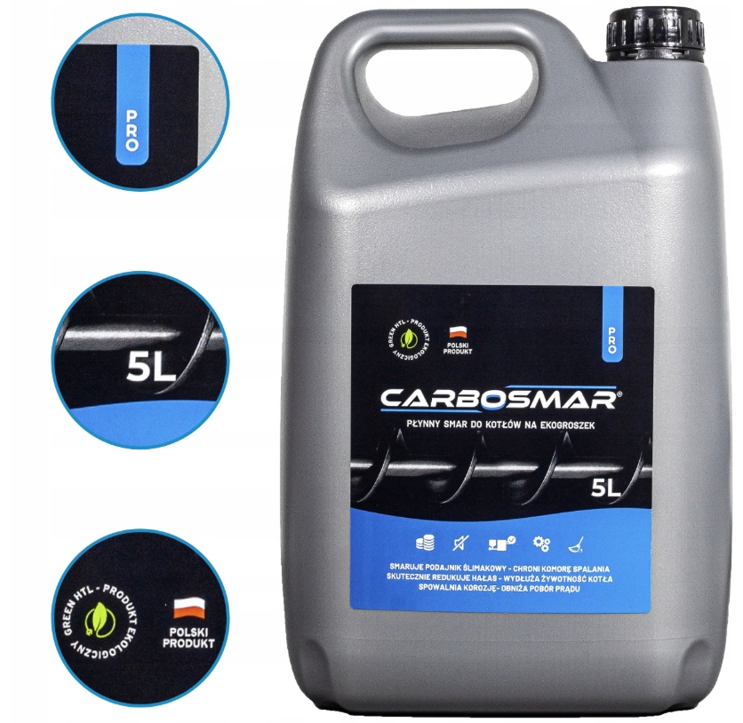 Carbosmar Płynny Smar 5L Do Kotłów Z Podajnikiem Na Ekogroszek Rękawice