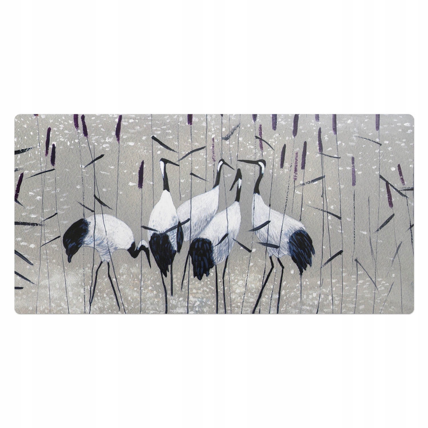 Dekorativní podložka na psací stůl pro práci a studium Jeřábi na pozadí rákosu 100x50 cm