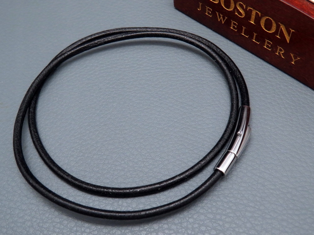 GRUBY RZEMIEŃ RZEMYK NA SZYJĘ PRAWDZIWA SKÓRA 55CM Marka Boston Jewellery