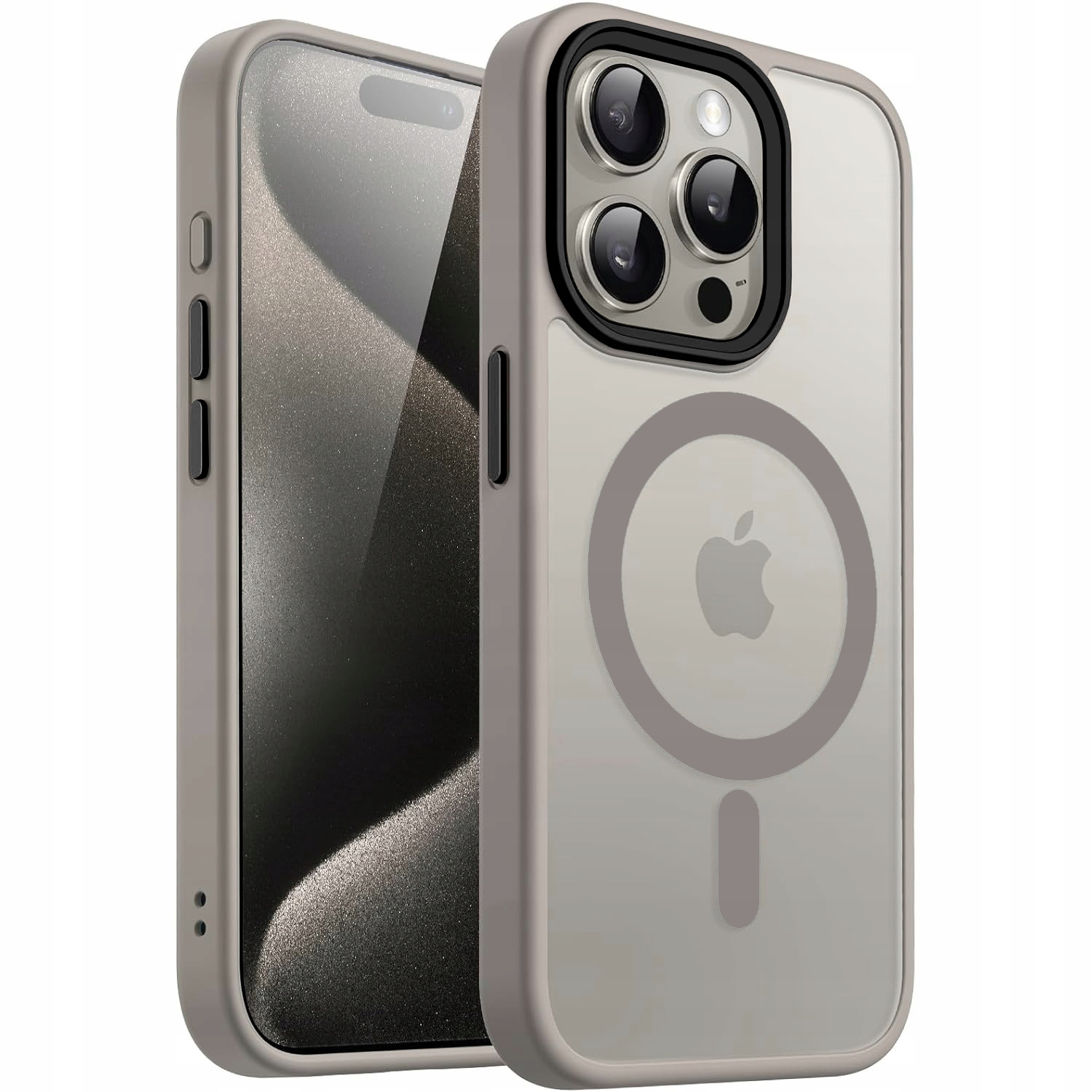 MATOWE DOPASOWANE ETUI CASE OBUDOWA COVER MAGSAFE NA IPHONE 15 PRO + SZKŁO Kod producenta Matowe Matte Slim Cover tytan 5906302314171