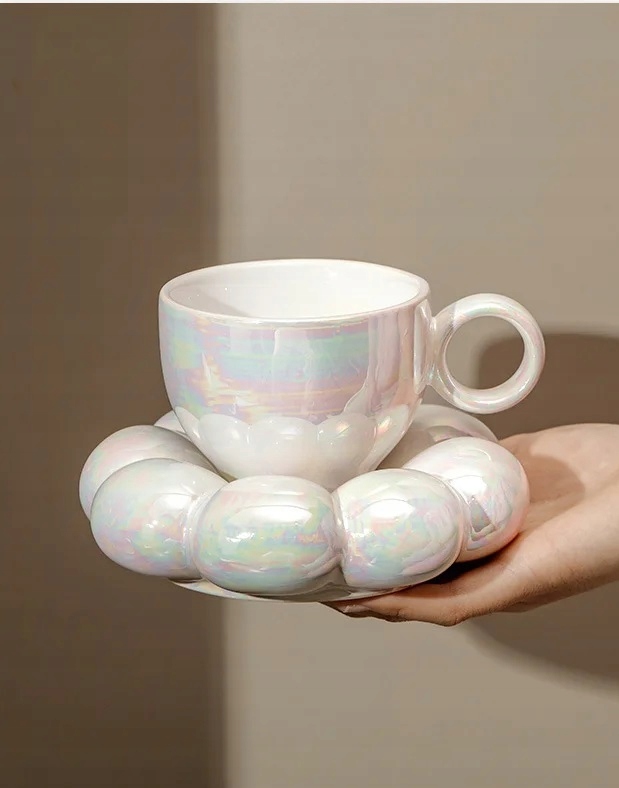 FILIŻANKA ZE SPODKIEM PODSTAWKĄ DO KAWY HERBATY PORCELANOWA SZKLANKA KUBEK Pojemność 220 ml