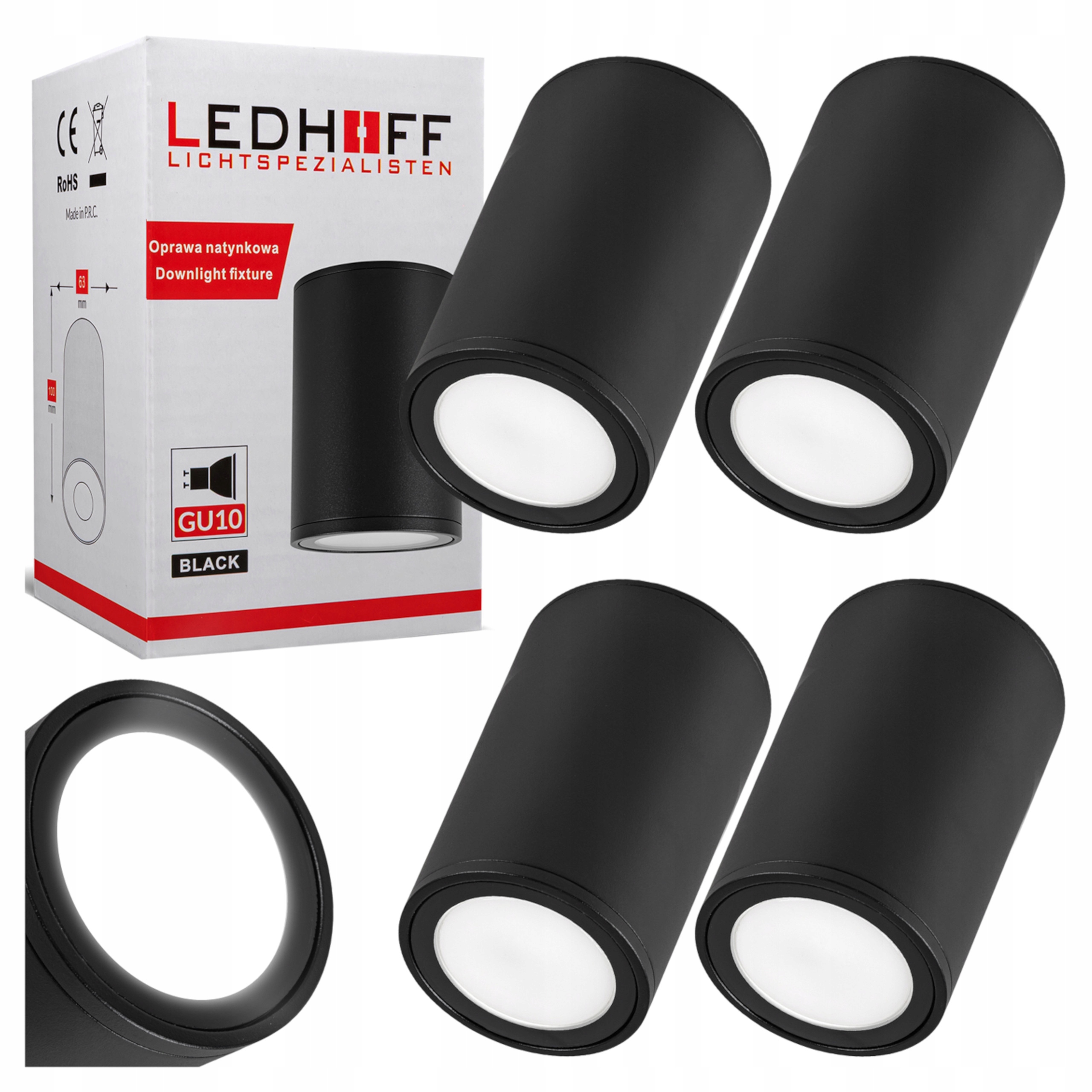 Led koupelnové halogenové nástěnné svítidlo Tuba GU10 stropní kulaté x4