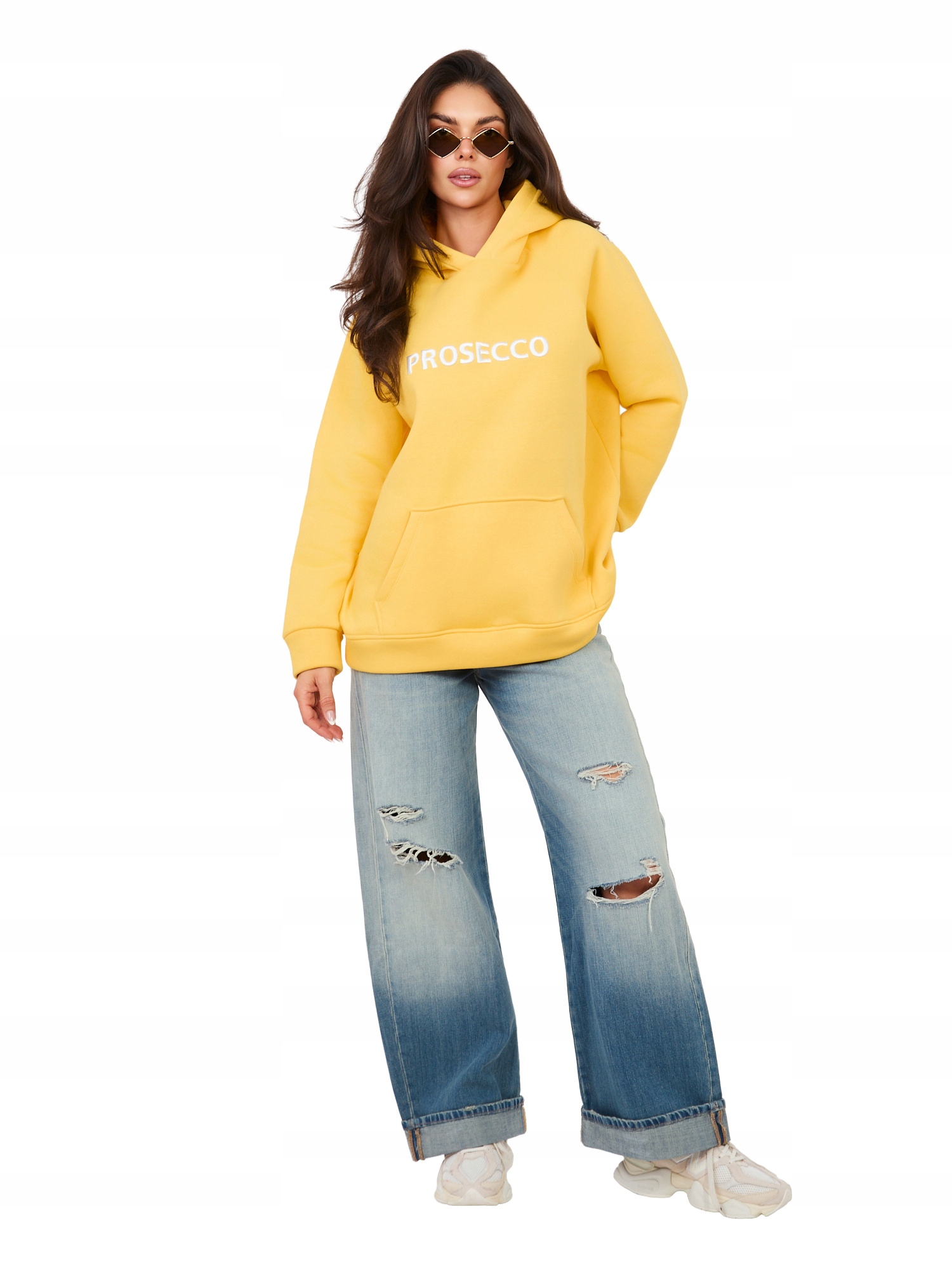 Bluza Kangurka Damska Bawełniana z Kapturem Napisem