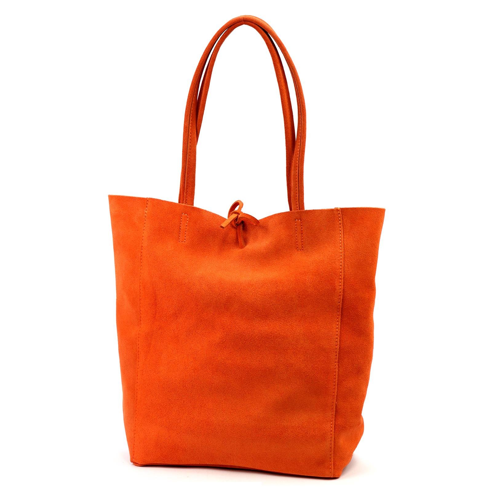 Dámská shopper kabelka z semišové kůže oranžová A4 Patrizia