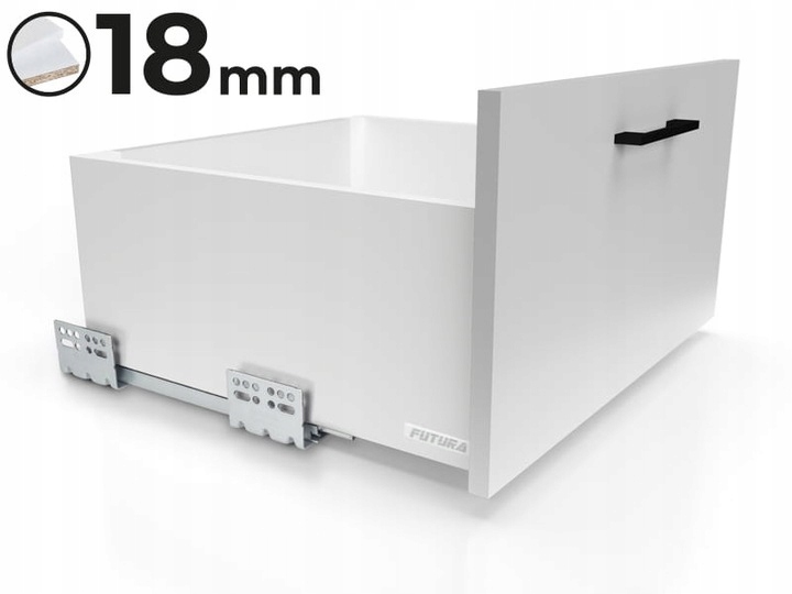 Szuflada Futura Evo Atm L-500 Średnia H122 Biała Cichy Domyk Do Płyty 18