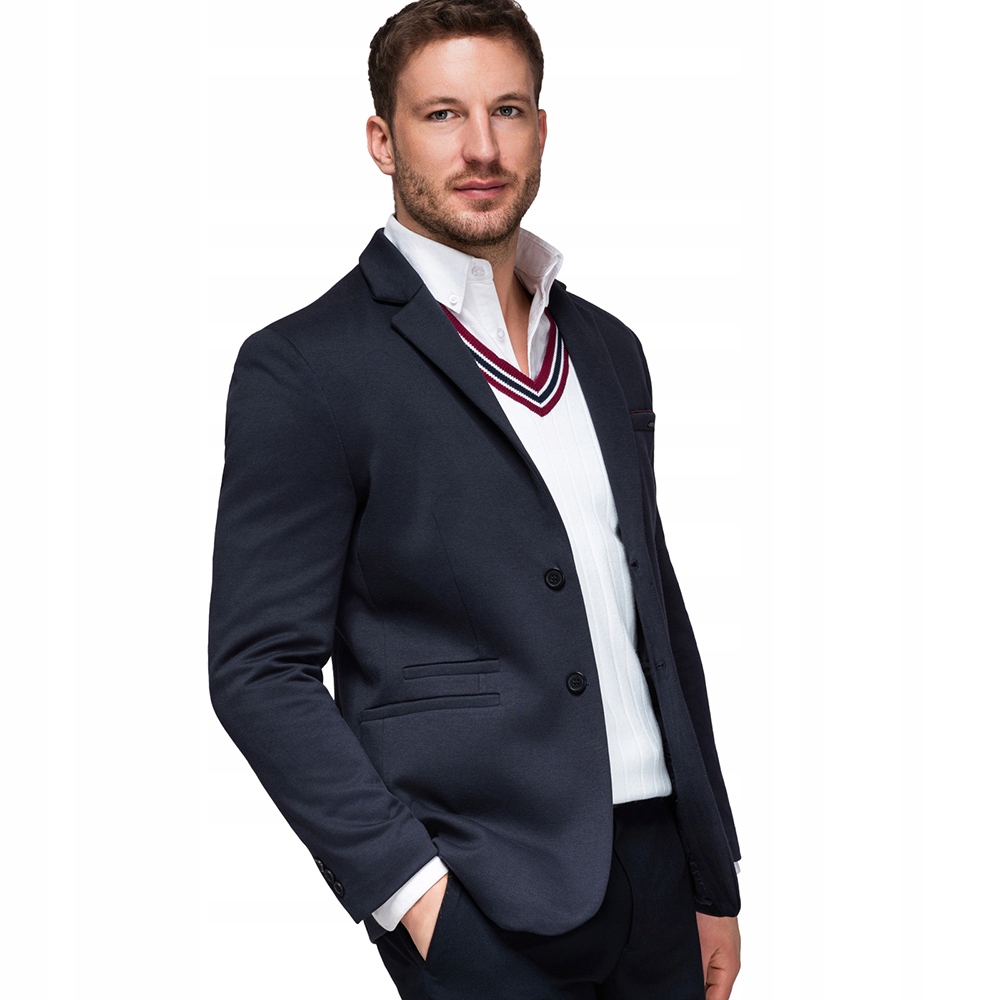 Pletená sako s přiléhavým střihem Slim Fit tmavě modrá M170 XL