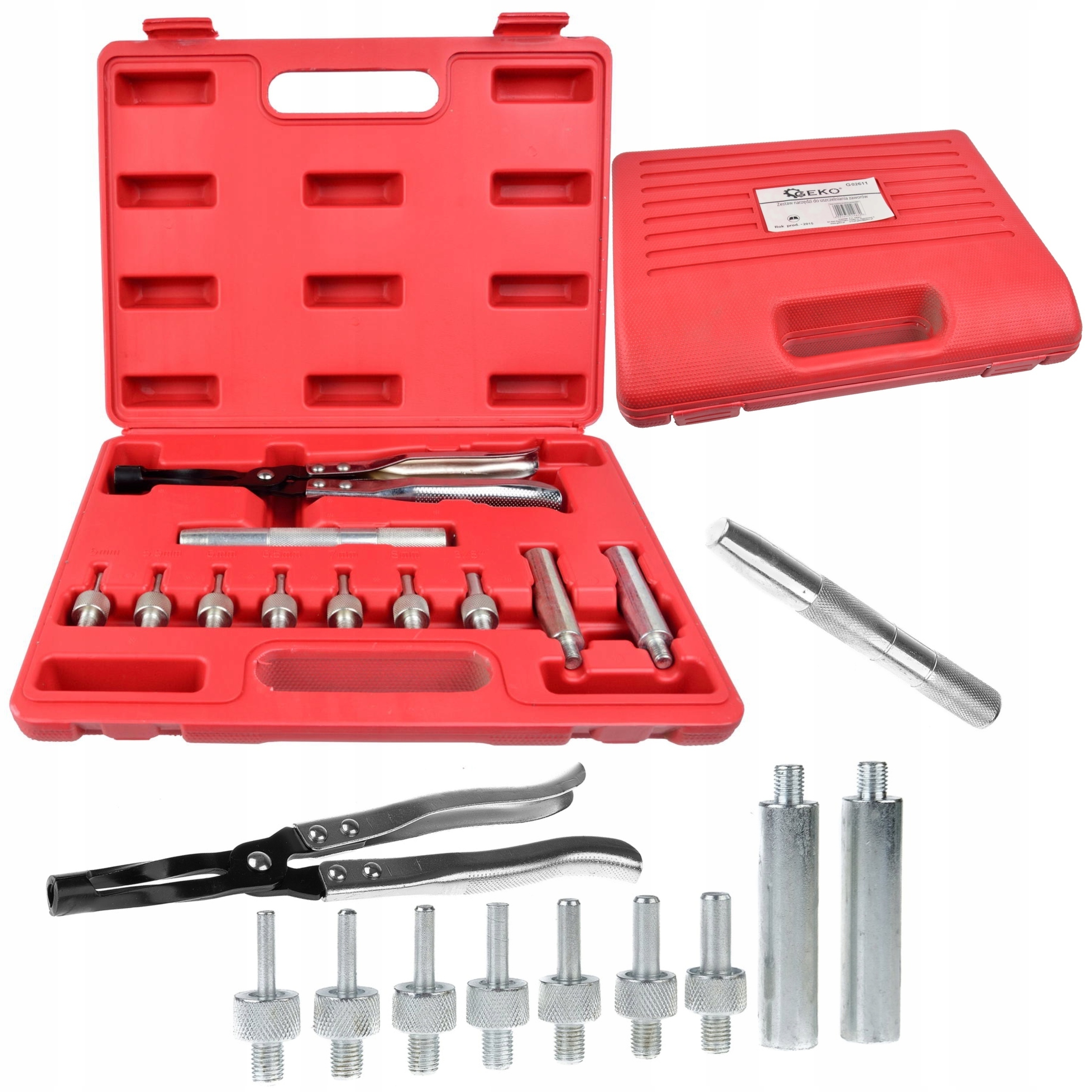 ZESTAW DO MONTAŻU ZAWORÓW SZCZYPCE DO USZCZELEK WALIZKA GEKO G02611