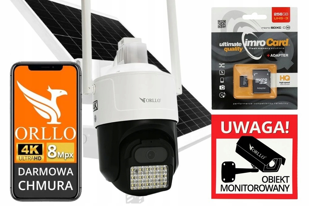 Kamera Z17 Ultra Orllo 4K 8MP Sim 5xZOOM Solární Panel Karta 256 napájecí adaptér