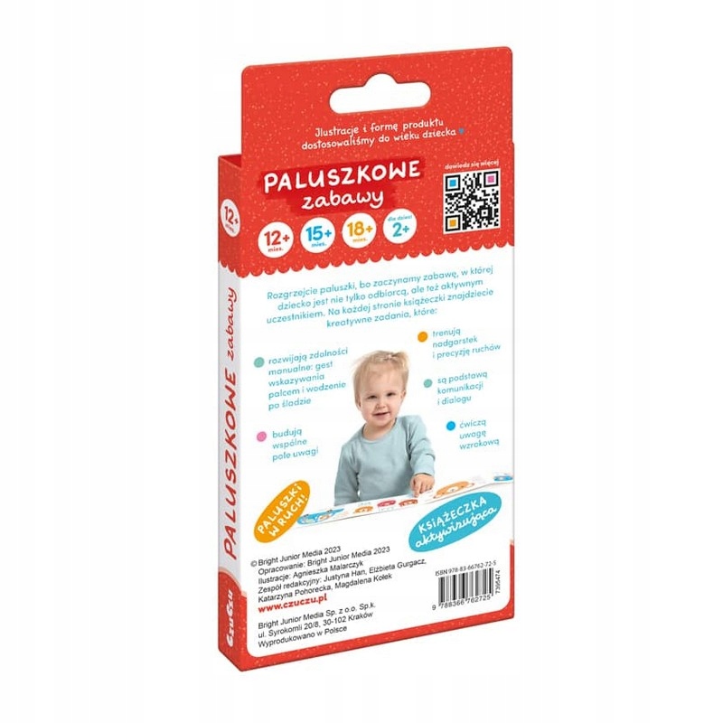 CZUCZU Książeczka Harmonijka Paluszkowe Zabawy 12m+ ISBN 9788366762725