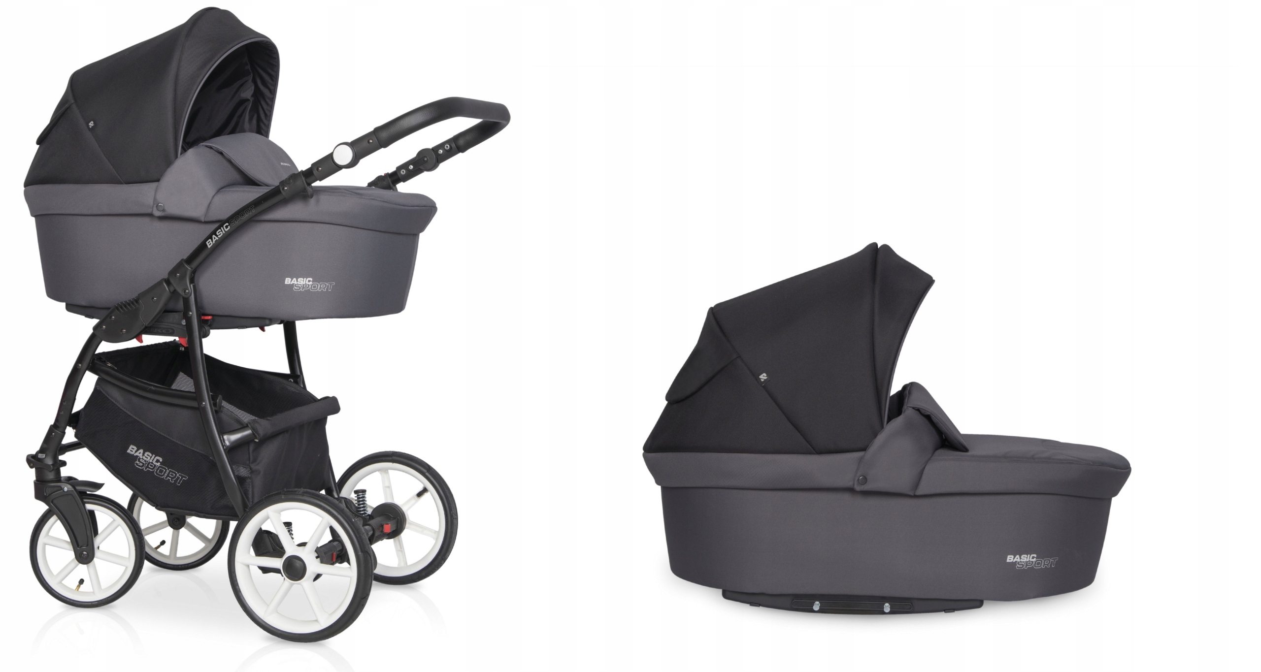 WÓZEK 2w1 GONDOLA SPACER Riko BASIC SPORT CARBON Rodzaj kół Pompowane