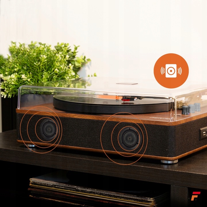 Gramofon z głośnikami USB bluetooth Fenton Winyl Kolor brązowy