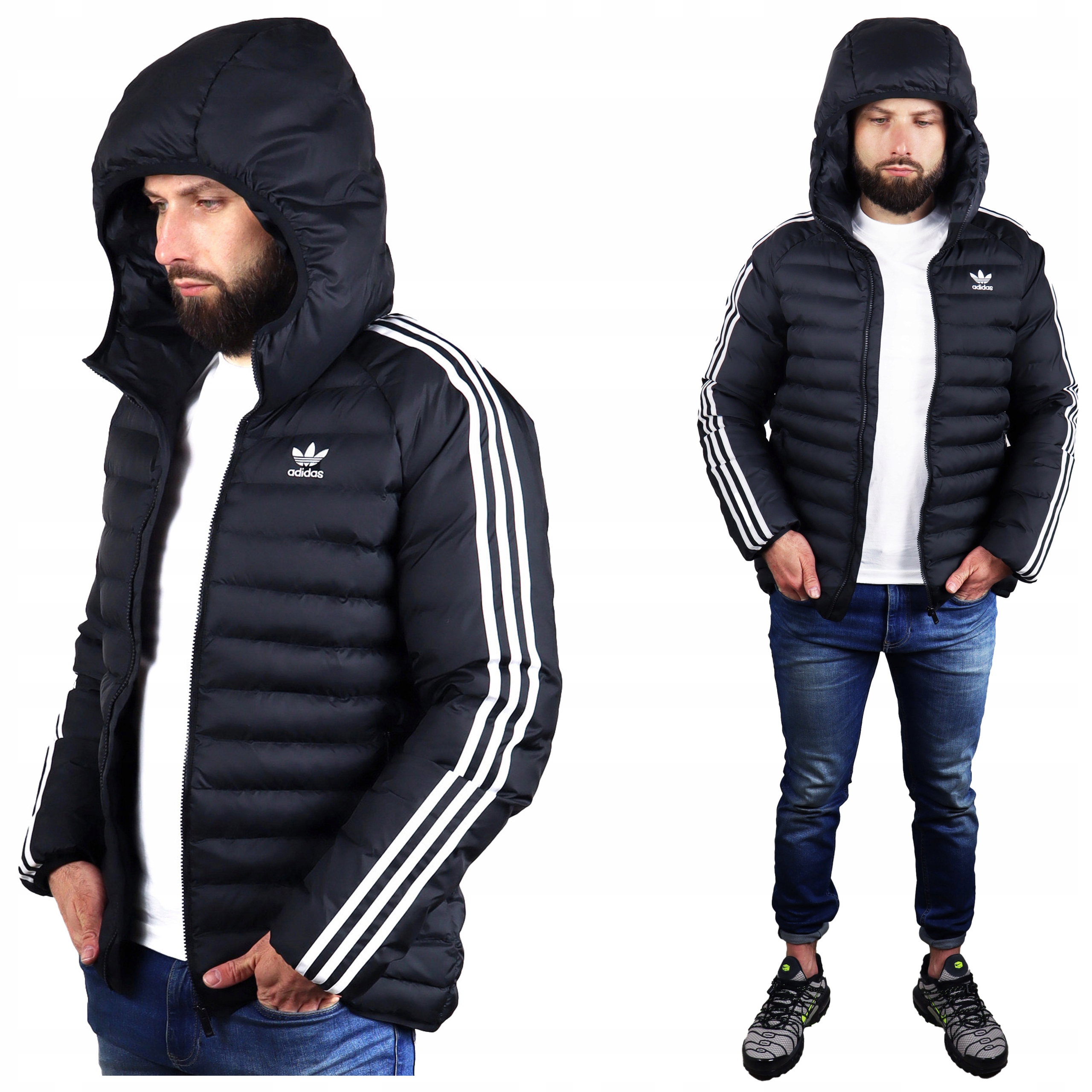 Adidas Zimní Teplá pánská bunda s kapucí Černá péřová Originals