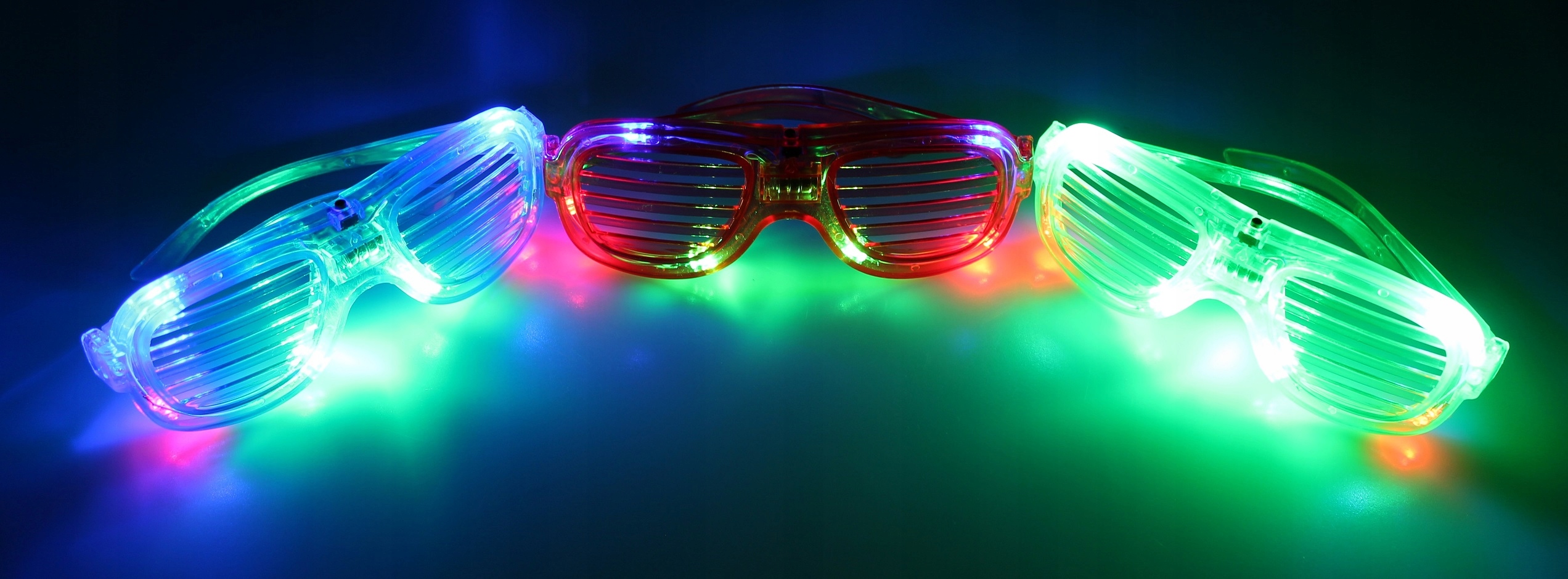 Świecące okulary LED ŻALUZJE nerdy na imprezę ZIELONE CZERWONE NIEBIESKIE EAN (GTIN) 5900291203140